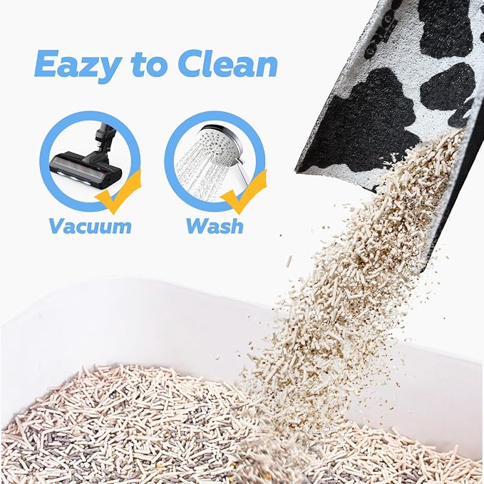 Doro Cat Litter Mat XL 47x23 Inch Waterproof Litter Trapping Mat | Original Cow Pattern Design, Extra Large Size, Durable PVC, Easy to Clean, Urine-Proof