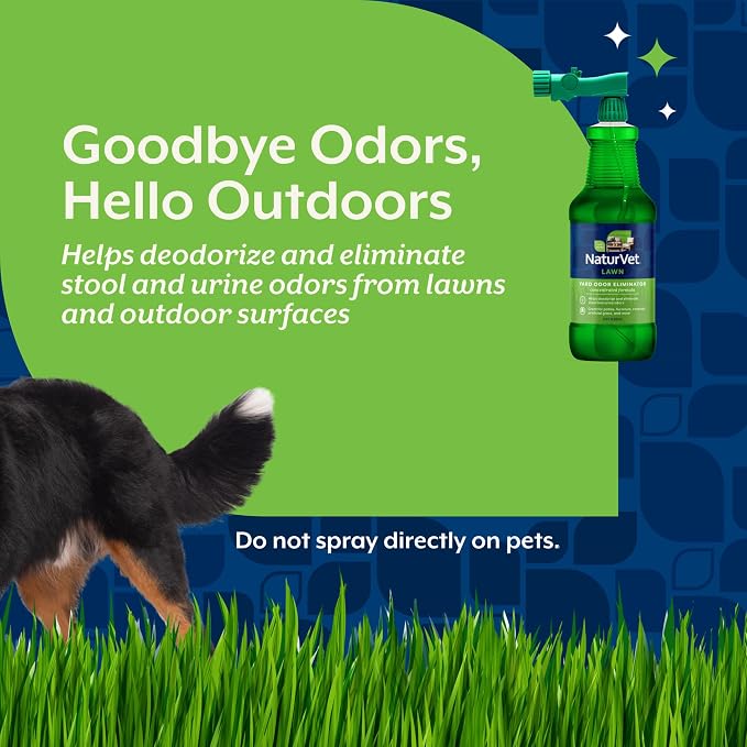 NaturVet Yard Odor Eliminator for Outdoor Dog Odors- 32 oz | Yard Odor Eliminator for Dogs - Designed for use on Grass, Plants, Patios, Gravel, Concrete & More, Ready-to-Use with Nozzle