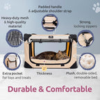 Cat & Dog Pet Carrier, Soft-Sided, Medium 20"x13"x13" Fits Most Cats or Small Dog, Comfortable for Travel & Vet Visits, Privacy Windows, Removable Plush Bed, Locking Zippers, Folds Flat