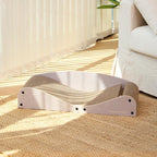 FUKUMARU Cardboard Cat Scratcher Bed, Extra Large 29.1 Inch Cat Scratch Pad | Cat Scratching Bed Couch Indoor, Natural Felt Multifunctional, Horizontal Kitten Scratch Bed Lounger With Ball Toy, Camel