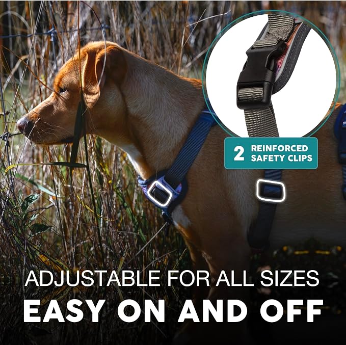 Embark Adventure Dog Harness for Small, Medium & Large Dogs – No Pull, Reflective Trim, Heavy Duty Oxford, 2 Leash Clips, Gel-Lined Handle, Soft Padded
