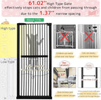 Lumizone 55.12" Extra Tall Pet Gate for Cat Dog 30.12"-59.24" Wide Black | Extra Tall Cat Gate for Doorway Hallway Stairs Pressure Mounted 1.37" Gap No Drilling Auto-Close Dual-Lock