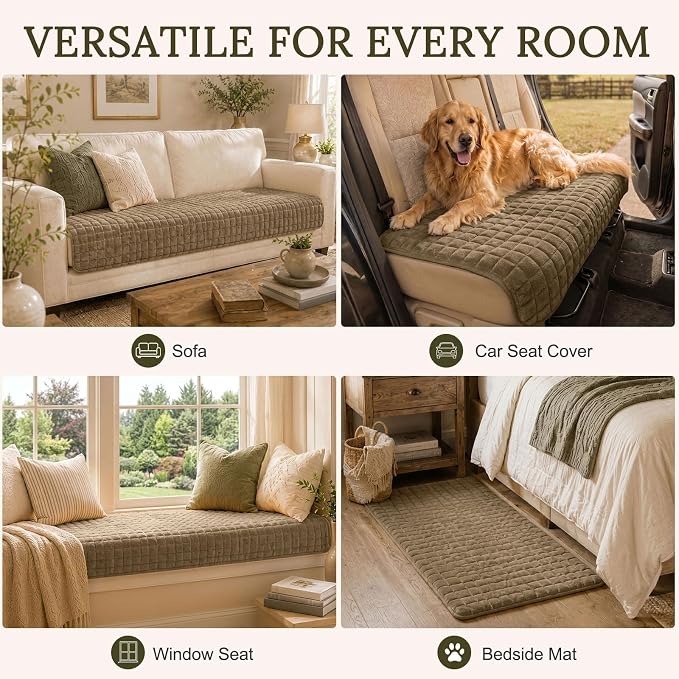 Smiry Velvet Couch Cover for Dogs, Non Slip Soft Sofa Protector for Pets | Washable Sofa Cover for Cats, Furniture Protector Against Pet Hair, Scratches, Fits Sectional Sofa(Mocha Brown, 27.6"x27.6")