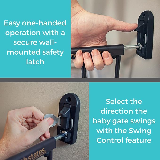 Toddleroo Easy Swing & Lock Baby Gate for Top of Stairs: 31" Tall, Bronze | Top of Stairs Baby Gate, Hardware Mount, Open-Direction Control, 28.7"-47.8" Wide, 31" Tall, One-Hand Operation, Swing-Latch