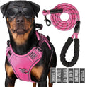 Service Dog Tactical Vest Harness and Leash Set Large Sized Dog Emotional Support- Tactical Dog Harness Training Collar with Name (Rose Red, S)
