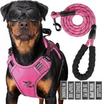 Service Dog Tactical Vest Harness and Leash Set Large Sized Dog Emotional Support- Tactical Dog Harness Training Collar with Name (Rose Red, XL)