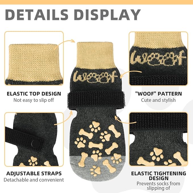 KOOLTAIL Dog Socks Shoes for Hot Pavement to Prevent Licking Paws, Winter Dog Boots & Paw Protector for Hardwood Floors Anti Slip,Traction Control Grip Booties for Small Medium Large Senior Dogs, S