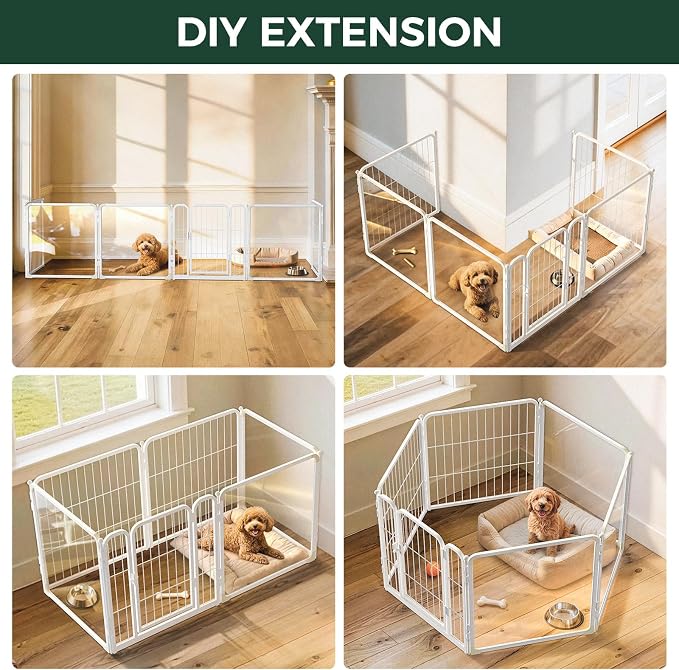 FXW AuraSpace Pro Acrylic & Wire Mesh Indoor Dog Playpen, 24" H, 6 Panels | Clear View, Heavy-duty Metal, Flexible Layouts, Easy Walk-Through, For Puppies & Small Dogs, Patented