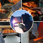 WZQH 14 In,932℉,Welding Gloves,Fireplace Glove,Fire & Heat Resistant,S | Mitt for BBQ,Oven,Grill,Tig,Mig,Baking,Furnace,Stove,Pot Holder,Animal Handling Glove, Forge,etc.Leather,Small,Black-gray