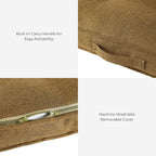 Indoor Dog Bed with Removable Washable Cover, Soft Basketweave Fabric, Reversible Cushion, Carry Handle, Baffle Construction to Help Prevent Fill Shifting, Moss - Small (24"x24")
