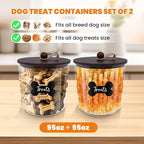 HOYTAMDAR 2 Pack Airtight Dog Treat Containers Bamboo Lids, Dog Treat Jars | Dog Food Storage Container with Scoops, Clamps, Labels and Marker, Dog & Cat Treat Holder