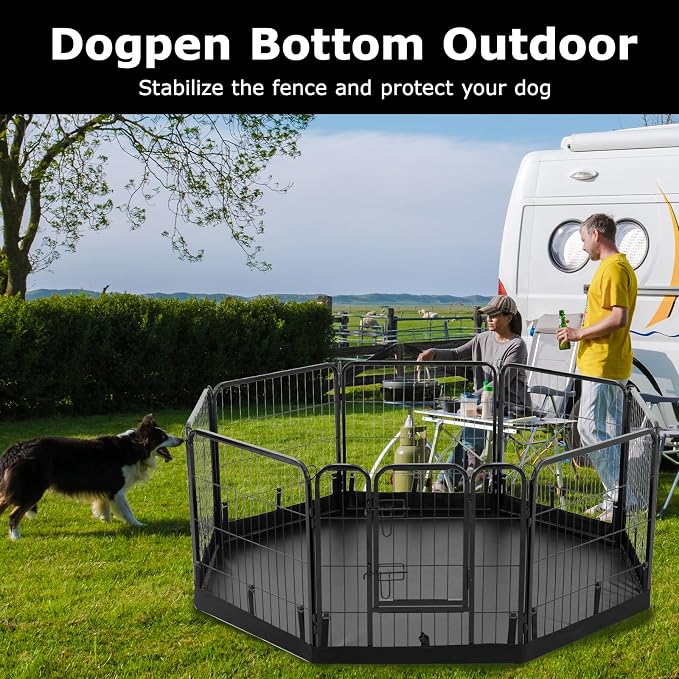 PJYuCien Octagon Playpen Bottom Pad for 24'' Width 8 Panel Pen, Black | Protect Floor, Easy to Move and Clean, Perfect for Puppy, Duck, and Other Small Animals, Hook Connect