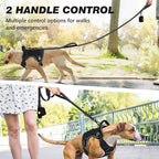 Double Handle Dog Leash with Poop Bag Holder and Car Seat Belt Buckle | Heavy Duty | Double Handle | with Poop Bag Holder | with Car Seat Belt Buckle | Reflective | Lightweight