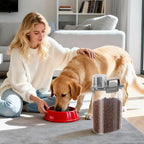 LEAWALK Airtight Small Cat Dog Pet Food Storage Containers BPA Free, with Large Pour Spout/1 Measuring Cup/ 4 Safety Locks and Double-layer Silicone Strip (Olive Gray x 2, 3L-2pack)