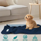 PetAmi Waterproof Dog Blanket for Small Medium Dogs Cats, Pee Proof Reversible Cat Blanket for Kitten Puppy, Soft Fleece Washable Pet Throw for Couch Car Crate Liner, 29x40 Navy Blue