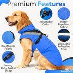 Waterproof Dog Rain Coat, Reflective Safety Strips & Leash Hole – Lightweight Adjustable Jacket for Medium Breeds - M, Blue