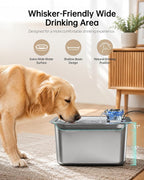 3Gal Large Dog Water Fountain Dispenser, 11L Stainless Steel Pet Fountain with 6 Filters, Corded Ultra Quiet Automatic Dog Water Bowl for Large and Multi-Pet Homes, 12 x 8.7 in Drinking Area