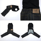 D Doggy Star Italian Greyhound Clothes Sleeveless Jeans Onesie Outfit Whippet for Dog Coat (S,Black Jean)