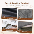 Comfort Expression Orthopedic Dog Bed for Medium Size Dog with Bolster | Waterproof Dog Couch Bed with Washable Cover & Non-Slip Bottom, Supportive Egg Crate Foam Medium Pet Bed, 30x20 Inch