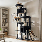 Cat Tree, 78.7" Tall Heavy Duty Cat Tower for Indoor Cats VCT033G | Cat Furniture with Sturdy Structure, Spacious Condo, Cozy Top Perch & Scratching Posts, Hammock, Smoky Gray