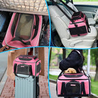 Petskd Top-Expandable Small Pet Carrier 17"x11"x9.5" Airline Approved | for Alaska Airlines, Lockable Safety Zippers and Anti-Scratch Mesh, Soft-Sided, Pets Under 10 Lbs, Pink