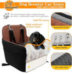 Dog Car Seat for Small Medium Dogs,Portable Pet Booster Seat with Safety Strap & Removable Washable Pad,Memory Foam Dog Travel Bed for Car,SOFE Velvet for Puppies Cats（M-Black/Brown）
