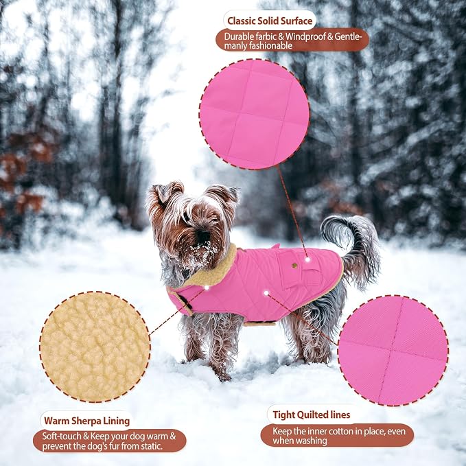 Warm Extra-Large Dog Coat, Pink XL Windproof Cold Weather Snow Jacket for Golden Retriever, Labrador Retriever, Husky