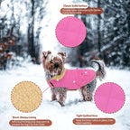 Winter Coat for Small and Medium Dogs, Puppy Plaid Jacket, Cotton Coat for Cold Weather, Windproof Warm Dog Garments, Pet Thickened Outfits Indoor Outdoor, Pink XS