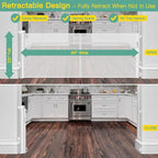 Reinforced 60" Wide Retractable Baby Gate with Reinforced Rods, 5 ft Retractable Dog Gate Indoor/Outdoor Baby Gate Retractable Gate - Bottom Anti-Escape, White | Indoor/Outdoor Retractable Dog Gate, Space-Saving, Easy One-Hand Operation, Scratch-Resist...
