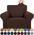 Stretch Chair Sofa Slipcover, Single Couch Cover,Chocolate | 1-Piece Washable Sofa Cover,Pet Friendly (31"-55") Furniture Protector Soft Jacquard Elastic Bottom for Dogs & Kids