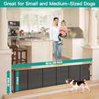 24 Inch Tall x 150 Inch Extra Wide Retractable Dog Gate for The House, Short Baby Gate to Step Over, Reinforced Mesh Puppy Gate for Doorways, Step Over Pet Gate for Stairs, Indoor/Outdoor, Black