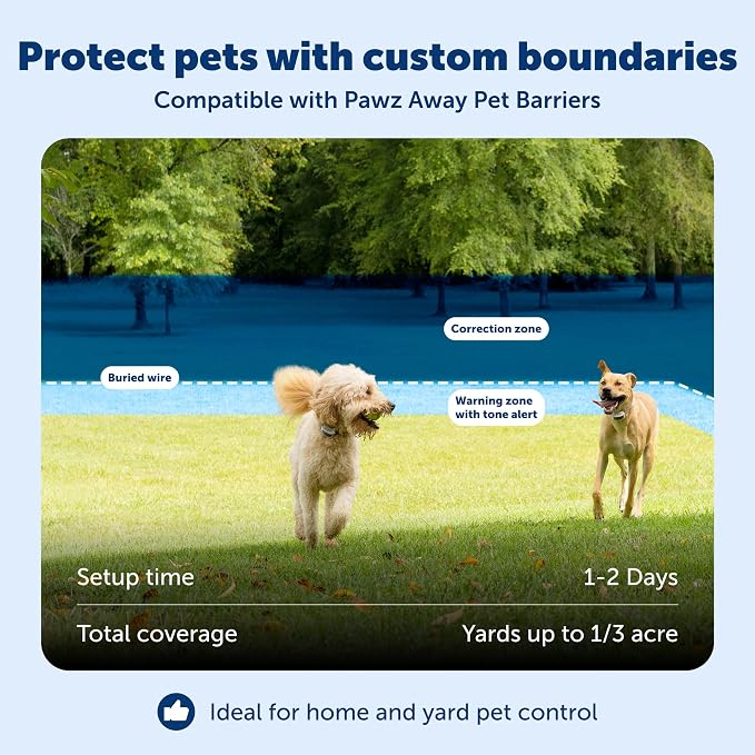 PetSafe Classic In-Ground Fence for Dogs & Cats, Up to 1/3 Acre | Tone, Vibration, and Static Correction, Expandable Up To 5 Acres Waterproof Rechargeable Collar, LCD Boundary Display, 5lb+