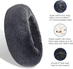 SAVFOX 30 inches Calming Donut Dog Bed - 3X Durable Plush Faux Fur, Machine Washable & Non-Slip, Fits up to 45 lbs, Dark Grey