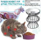Roshtia 4 Sets Elevated Cat Bowls Ceramic Raised Cat Food Bowls with Metal Stand Dishwasher Safe Dishes Non Slip Elevated Food Plate(Black,Fishbone)