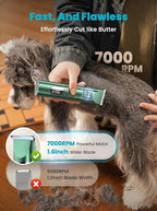 oneisall 4 in 1 Dog Grooming Kit with LCD Display Green | Paw Hair Trimmer & Nail Grinder, Rechargeable, Cordless, Low Noise, IPX7 Waterproof, 3 Speeds Pet Grooming Clippers