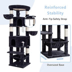 Cat Tree, 81.1" Skyward Corner Cat Tower for Large Cats VCT031G | Space-Smart Cat Furniture with Diamond Hideout, Grand Platform, Firm Base, 3 Soft Hammock & Pet Relax Station, Dark Gray