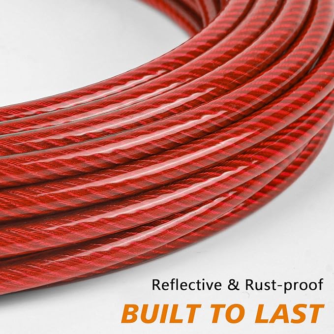 XiaZ Dog Tie Out Cable, Heavy Duty Dog Chains for Outside with Lockable Hook, Pet Runner Cable Leads for Yard, Dogs Line Tether for Small Medium Dogs Up to 250 LBS (50FT, Red)
