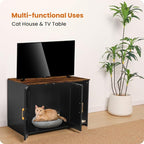 DWANTON Litter Box Enclosure, Wooden Cat Washroom Indoor, 27.6", 107BVV