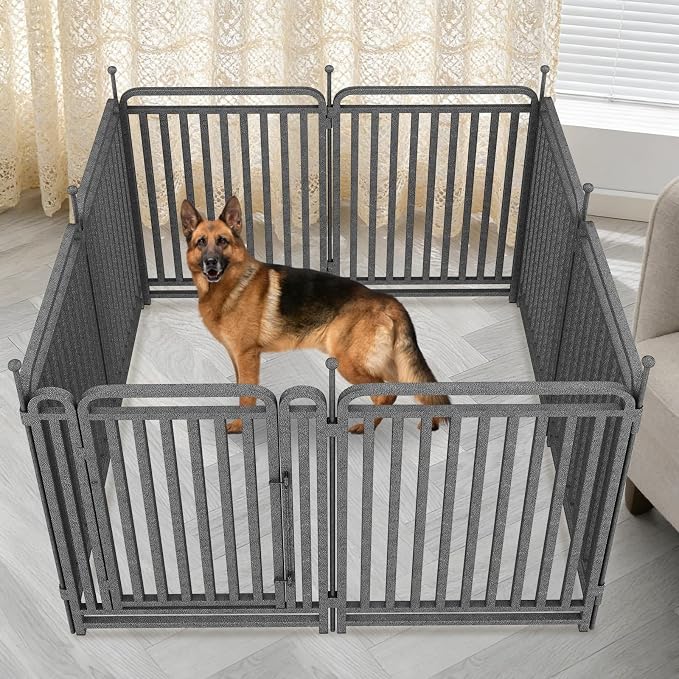 Thickened Dog Playpen Foldable Metal Yard Fence32/43inch Compact Portable Animal Barrier Fence for Indoor Outdoor (8 Panels, 43 inch)