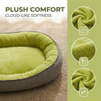 Calming Dog Bed for Medium Dogs 26"x19" - Orthopedic Washable Pet Bed with Anti-Slip Bottom, Indoor Soft Cat Bed with Removable Cover (Lime Green)