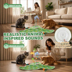 Interactive Cat Toy Mat for Indoor Cats, Rechargeable Hide & Seek Cat Toy with Moving Hidden Feathers& Fluttering Butterfly, Touch Activated Automatic for Bored Cats, Kittens & Adult Cats