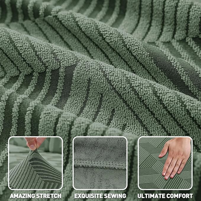 ZNSAYOTX Stretch Armchair Covers for, 1-Piece Chair Slipcovers for Living Room, Furniture Protector with Elastic Bottom for Dogs Cats Kids Geometrical Jacquard Fabric (Small, Army Green)