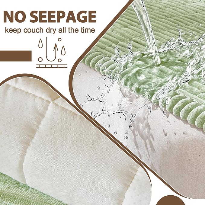 FUANGUI Waterproof Couch Cover Sofa Cover for Dogs and Pets Sofa Protector | Non-Slip Washable Fuzzy Soft Cat Sofa Slipcover for 2-3 Cushion Couch Sofa Pet Friendly, Grass Green, 27.6" x 82.7", 1 pcs
