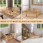 Wooden Freestanding Dog Gate Indoor- 16.9" H 5 Panels | No-Painted Foldable Dog Gates, Portable Doggy Gate for Stairs Doorways Hallways