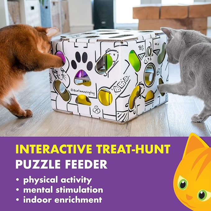Cat Amazing Sliders – Puzzle Toy for Indoor Cats – Treat Box Interactive Maze – Enrichment Feeder – Best Cat Toy Ever!