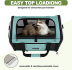 GAPZER Cat Carrier 18"x11"x11" TSA Approved Ventilated Pet Air Travel Cage | Top Open Small Animal Basic Crate, Shih Tzu Dog Softsided Durable Kennel, 4-Mesh-Side Kitty Carry on Case up to 20 lbs Teal
