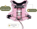 Service Dog Tactical Vest Harness and Leash Set Large Sized Dog Emotional Support- Tactical Dog Harness Training Collar with Name (Pink, S)