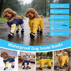 Dog Suspender Booties, Dog Rain Boots with Suspender, Breathable Waterproof Pets Boots, Adjustable Dogs Paws Boot Rain Shoes Leggings for Snow and Rain Days Small to Medium Dogs (Yellow, L)