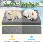 Waterproof Dog Bed Medium Size Dog, Washable Crate Pad 30" Orthopedic Gray | Outdoor Pet Bed Foam, Reversible Faux Leather & Flannel, Removable Cover,Anti-Slip Kennel Pad 29"x18"
