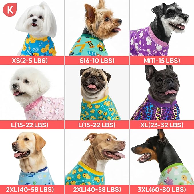 KYEESE Dog Pajamas Stretchy Pet Jammies Onesie Large Dog Pajamas with Colorful Dinosaurs Comfy Clothes for Dogs Boy Girl Velvet Pjs Soft Outfit, XXX-Large